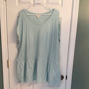 Terra & Sky Mint and White Striped Peplum Tunic